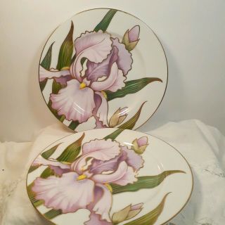 Fitz and Floyd Iris Fine Porcelain 2 Bread and Butter Plates 404 3