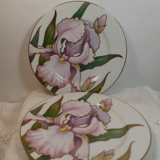 Fitz and Floyd Iris Fine Porcelain 2 Bread and Butter Plates 404 4