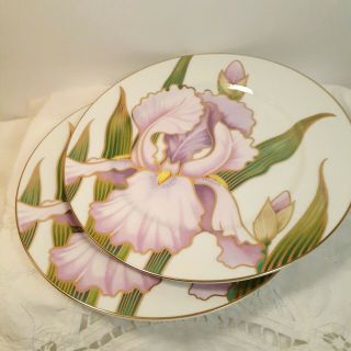 Fitz and Floyd Iris Fine Porcelain 2 Bread and Butter Plates 404 5