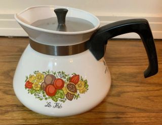 Corning Ware Spice of Life Le The ' 6 Cup Coffee Tea Pot P - 104 w/lid 3