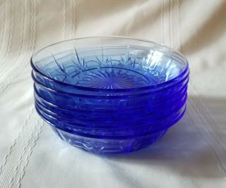 Vintage Avon Blue Fostoria American Starburst Bowls (6)