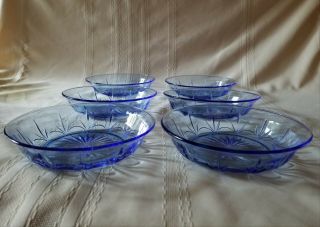 Vintage Avon Blue Fostoria American Starburst Bowls (6) 2