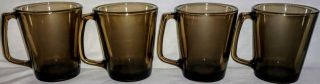 Vintage Corning Pyrex Brown Glass Mugs/cups Set Of 4