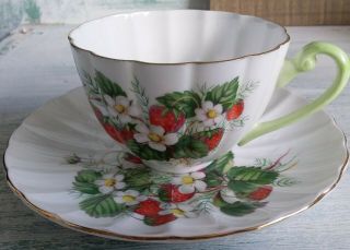 Shelley Strawberries Fine Teacup And Saucer