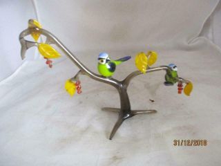 Murano Glass Two Birds Perched On Branch