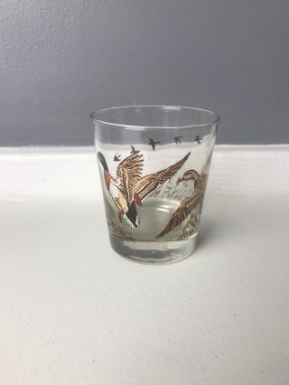 Vintage Libbey Glass Mallard Duck Whiskey Low Ball Cocktail Drink Glass