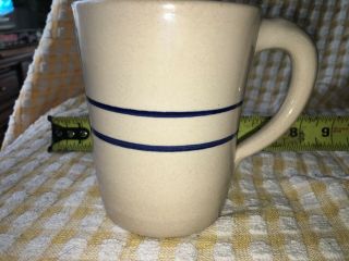 Marshall Pottery Blue Striped Coffee Mug Hand Thrown Made Texas Usa 14 Oz 4 1/2 "