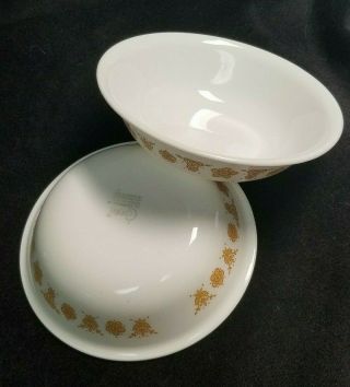 2 Vintage Corelle Butterfly Gold Berry / Desert Bowls,  5 3/8 in.  EUC 2