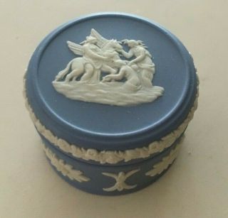 Vintage Wedgwood Jasperware Pale Blue 1.  5 By 1.  75  Pill Box With Lid