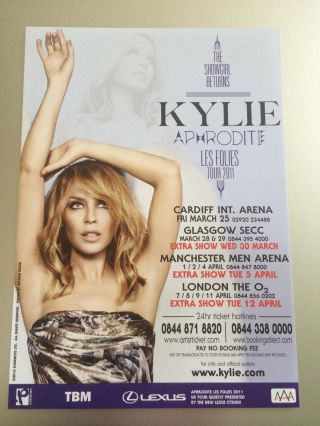 Kylie Minogue - Aphrodite Les Folies 2011 Uk Tour Flyer (size A5)