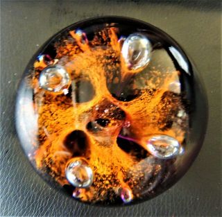 Caithness Glass paperweight Signed CIIG Pebble (Orange with controlled bubbles) 2