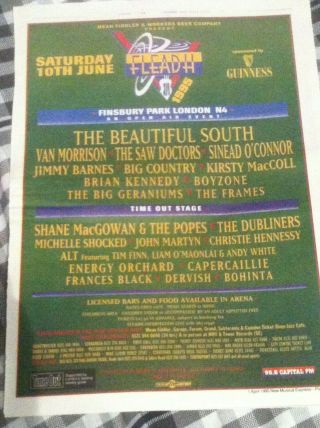 Fleadh Festival 1995 - Advert / Small Poster Van Morrison Big Country