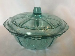 Vintage Blue Glass Candy Dish Depression Ware