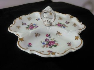 Vintage Reichenbach 3 Divided Part Relish Candy Nuts Dish With Handle German