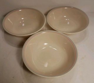 3 Replacement Corelle Pink And Blue Stripe English Breakfast Cereal Bowls