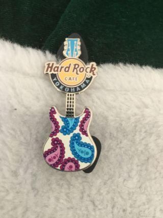 Hard Rock Cafe Pin Yokohama 2012 Small Blue & Purple Paisley Guitar