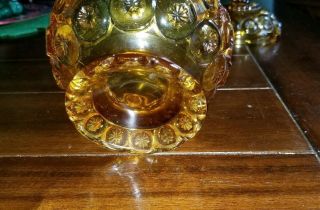 VINTAGE AMBER DEPRESSION Glass MOON & STARS footed Candy Dish Lid 3
