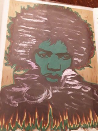 Jimmy Hendrix Art Signed Mixed Medium Vintage Paper Ink A4
