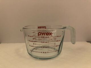 Pyrex Large 4 Cup - 1 Quart Clear Glass Measuring Cup - Red Lettering
