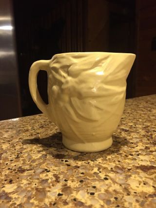 Vintage Mccoy Pottery Small Yellow/cream Pitcher,  Birds & Berries