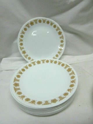 12 Vintage Corelle By Corning Butterfly Gold 8 1/2” Luncheon
