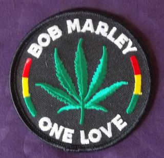 Bob Marley Patch One Love Marijuana Round Reggae Ska Rasta