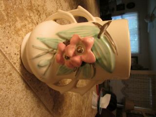 Vintage Mccoy Two Handled Vase Blossom Time Yellow/pink 6 3/4 " Tall 1940 