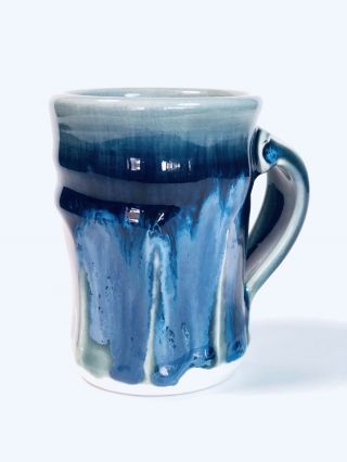Phil Mayhew Beersheba Hand Thrown Studio Pottery Mug Blue Glaze Artist Signed