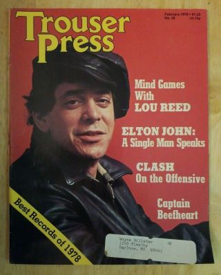 Lou Reed Trouser Press - Feb 1979 Clash Captain Beefheart Elton John Police