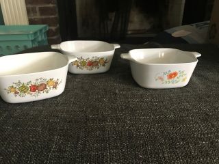 3 Vintage Corning Ware Spice Of Life 2.  75c Dishes