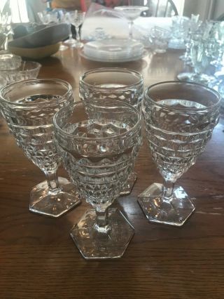 Fostoria American Tall Water Goblets.  Set Of 4.  6 7/8 Inches Tall
