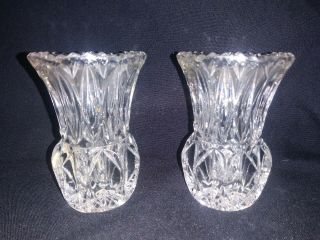 Princess House Vintage Lead Crystal Toothpick Holder / Bud Vase Set Of 2