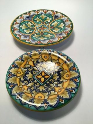Pascal Ravello Italy 2 Plates,  Art Pottery One 4 1/2 " And One 6 "