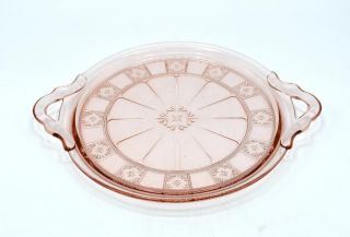 Vintage Jeannette Pink Handled Tray - Doric Pattern