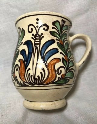 Vtg 1960’s Korond Hand Painted Ceramic Clay Pottery - Mug - Transylvania Romania