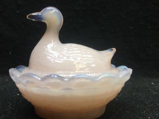 Pink Milk Crown Tuscan Glass Salt Cellar Celt Duck On Nest Basket Dip Swan Candy