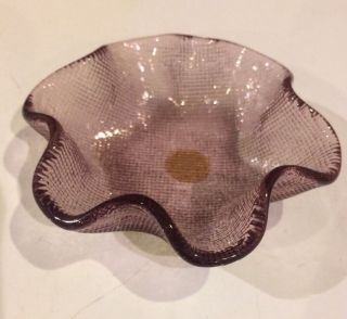 Vintage Italian Scalloped Purple Glass Candy/ Nut/trinket Bowl Dish A2