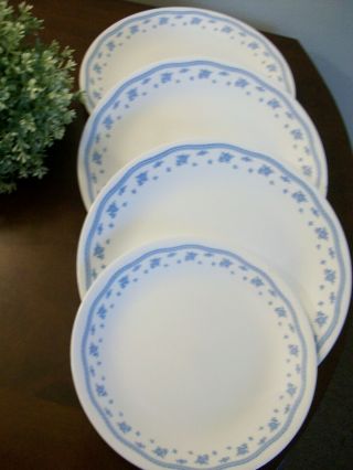 Corelle Morning Blue (3) Dinner Plates 10.  25 " (1) Lunch Dish 8.  5 " Euc