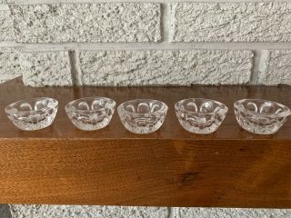5 Antique Clear Cut Glass Crystal Salt Cellar Dips/starburst Pattern