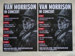 Van Morrison Live In Concert Uk Tour 2019.  Promotional Tour Flyers X 2