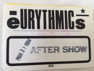 Eurythmics - 1984 - Satin Backstage Pass - Tower Theater After Show Only 3/31/84