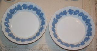 Wedgwood Queens Ware Blue On White 2 Dessert Bowls