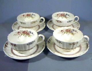 4 Cups And Saucers,  Rosalie Pattern,  By Copeland - Spode,  Made In England,  Vintage