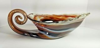 Vintage Blown Art Glass Cornucopia Horn of Plenty Brown THANKSGIVING Centerpiece 4