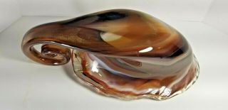 Vintage Blown Art Glass Cornucopia Horn of Plenty Brown THANKSGIVING Centerpiece 5