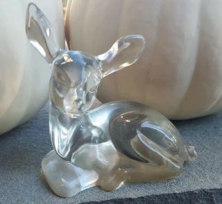 Vintage Fenton Clear Crystal Glass Baby Deer Fawn Figurine