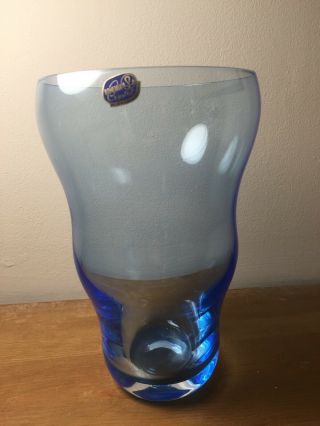 Vintage Czech Crystal Art Glass Vase With Label