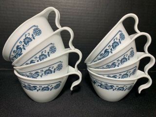 Set Of 8 Vtg Corelle Old Town Blue Coffee Cups Tea Cups Corning Ware Hook Handle