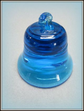 Vintage Large And Heavy Topaz Blue Glass Bell Paperweight