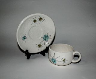 Vintage Mcm Franciscan Atomic Starburst ☆ Flat Cup And Saucer Set ☆ 13 Available